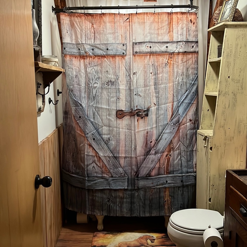 Western Barn Door Shower Curtain Brand New